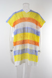 Multicolor Striped V Neck Cover Up Beach Dress