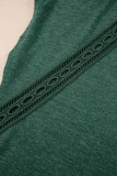 Blackish Green Crochet Lace Detail Oversized Tee