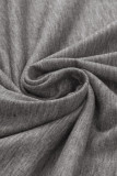 Gray Crochet Lace Detail Oversized Tee