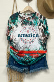America Land Of The Free Bleached Print Graphic Tee