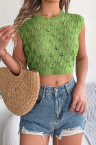 Sleeveless Jacquard Knitting Crop Top 
