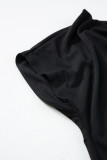 Black Cowl Neck Bat Sleeve T Shirt