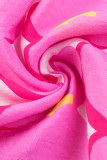 Rose Floral Print Square Neck Empire Waist Flowy Dress