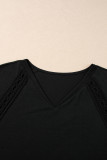 Black Crochet Lace Detail Oversized Tee