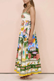Tropical Summer Print Square Neck Maxi Slip Dress