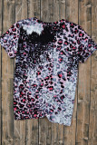Pink Leopard Dyed Print Bleached Blank Tee