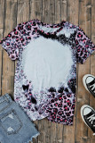 Pink Leopard Dyed Print Bleached Blank Tee