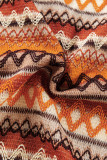 Orange Striped & Geo Jacquard Knit Tank Top