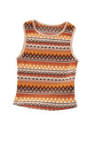 Orange Striped & Geo Jacquard Knit Tank Top