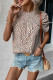 Khaki Leopard Shirred Round Neck Puff Sleeve Blouse