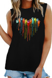 Dog Paws Heart Print Graphic Tank Top