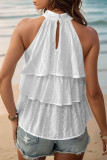 White Splicing Sleeveless Top 
