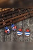 Independence Day US Flag Wooden Earrings  