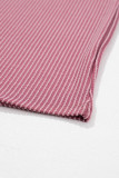 Rose Pink Textured V-Neck Dropped Shoulder Plus T-Shirt