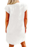 Plain Textured Pocket T-Shirt Dress