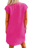 Plain Textured Pocket T-Shirt Dress