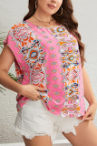 Pink Ethic Print Plus Size Top