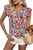Multicolour Tiered Ruffled Sleeve Floral Blouse