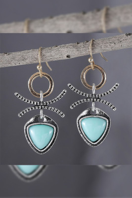 Turquoise Metal Earrings MOQ 5pcs