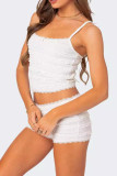 White Lace Cami Top and Shorts 2PCS Set 
