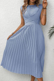 Blue Twisted Pleated Sleeveless Maxi Dress