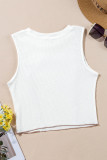White Contrast Seams Ribbed Tank Top