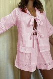 3/4 Sleeves Two Piece Short Set 