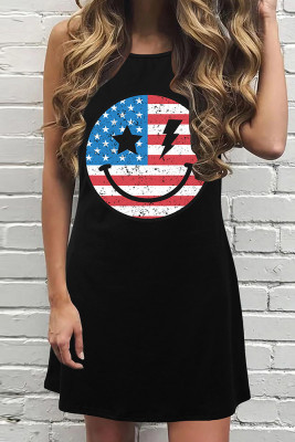 4th of July Smiley Face Print Tank Dress