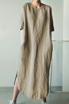 Khaki Split Maxi Long Dress 