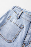 Beau Blue Acid Wash Contrast Edge Pocketed Cropped Jeans