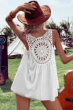 White Bohemian Crochet Patchwork Sleeveless Tunic