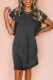 Black Textured Ruffled Flutter Sleeve Mini Dress