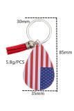 USA Flag Print PU Keychain MOQ 5pcs