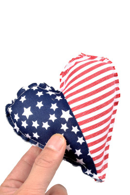 USA Flag Print Heart Decor MOQ 5pcs