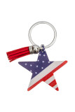 USA Flag Print PU Keychain MOQ 5pcs