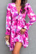 Multicolor Print Plunge V Neck Ruffles Dress