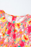 Multicolour Floral Ruffled Sleeve Pocketed Flared Mini Dress