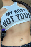 My Body Not Yours Print Crop Tank Top