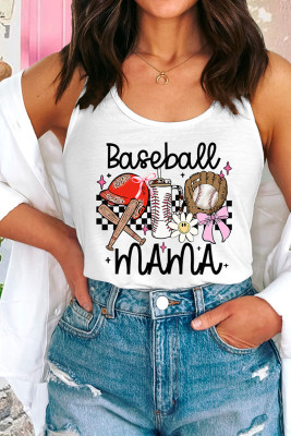 Baseball Mama Print Graphic Tank Top