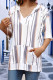 Stripe V Neck Kangroo Pocket Hooded Shirt