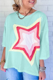 Moonlight Jade Colorblock Star Patch Plus Size Tunic
