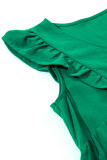 Bright Green Solid Color V Neck Ruffle Tiered Mini Dress