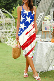 USA Flag Print Maxi Slip Dress