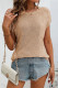 Plain Crew Neck Pocket Knitting Top 