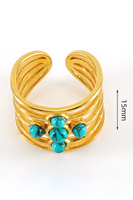 Stainless Steel Turquoise Stone Ring MOQ 3pcs