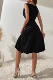 Black Pearl Beads Shoulder Swing Dress