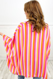 Rose Stripe Wide Sleeve Open Front Kimono