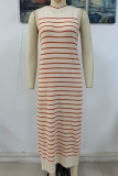Stripe Knit Sleeveless Maxi Dress