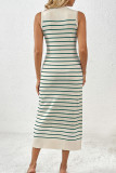 Stripe Knit Sleeveless Maxi Dress