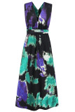 Tie Dye Multiway Plunge V Halter Maxi Dress
